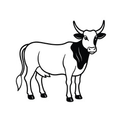 Cow line art, animal line art, cow line drawing