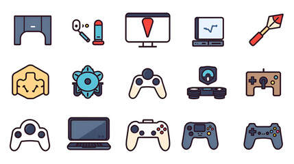 Game development icons set. Flat set of 9 game development vector icons for web isolated on white background