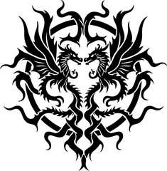 Fototapeta premium Twin Fury & Sky Serpent: Dragon Tattoo Art