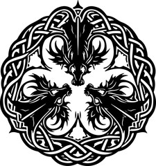 Fototapeta premium Twin Fury & Sky Serpent: Dragon Tattoo Art