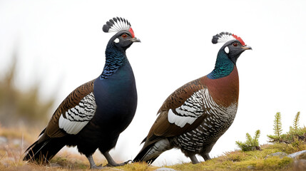 Western capercaillie wood grouse on white background