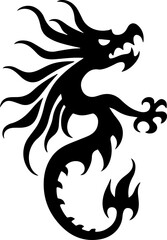 Obraz premium Twin Fury & Sky Serpent: Dragon Tattoo Art