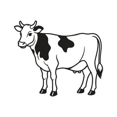 Cow line art, animal line art, cow line drawing