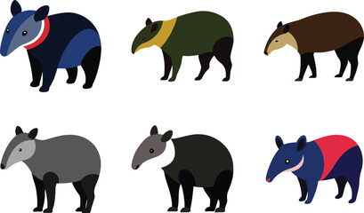 tapir color vector illustration  on white background .eps