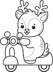 Cute Deer icon. Funny baby Deer animal series stock illustration. Life of fluffy Deer designs. Coloring pages of cute deer icon.
