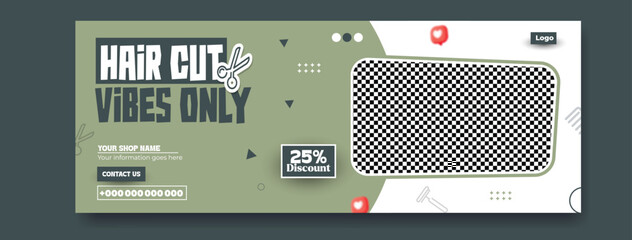 Haircut Only Discount Offer Social Media Template with Space for Image