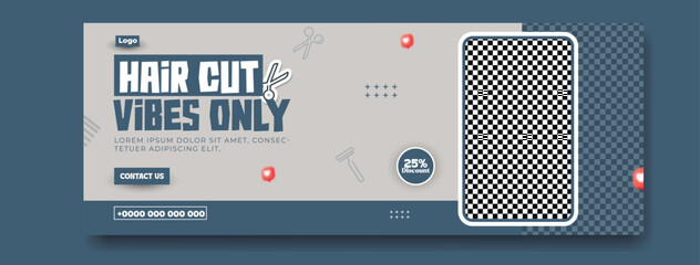 Modern Barber Shop Promotion with Discount Offer and Stylish Design Elements