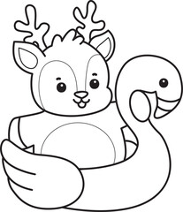 Cute Deer icon. Funny baby Deer animal series stock illustration. Life of fluffy Deer designs. Coloring pages of cute deer icon.
