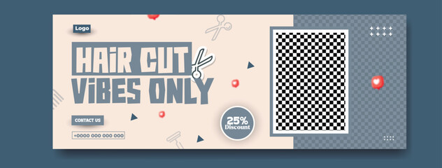 Hair Salon Promotion with Scissors and 25 Percent Discount Offer