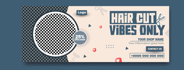 Hair Salon Promotion Template with Discount Offer and Social Media Elements