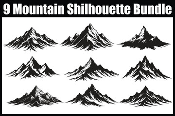Mountain Silhouette SVG Clipart Set