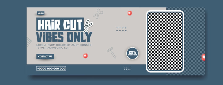 Modern Barber Shop Promotion with Discount Offer and Stylish Design Elements - Powered by Adobe