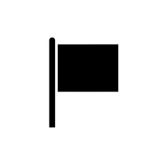 A simple black flag icon on a white background, featuring a rectangular flag and a vertical pole.