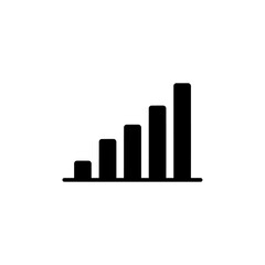 A black and white icon showing a signal strength indicator with increasing bars.