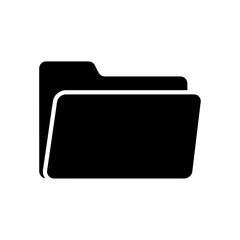 Simple black folder icon, digital storage symbol, file organization.
