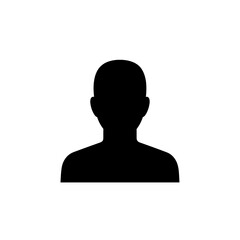 Silhouette of a person's upper body, facing forward, against a white background.