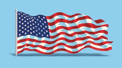 Obraz premium Waving american flag on a pole against a blue sky