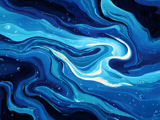organic liquid wave flowing in shades of blue water