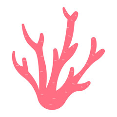 Doodle Hand-drawn Red Coral and Sea Plant