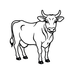 Cow line art, animal line art, cow line drawing