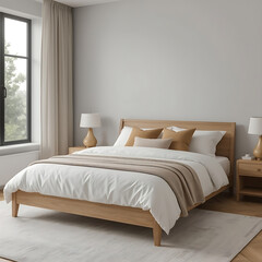 A contemporary bedroom design featuring a bed.