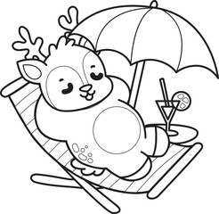 Cute Deer icon. Funny baby Deer animal series stock illustration. Life of fluffy Deer designs. Coloring pages of cute deer icon.

