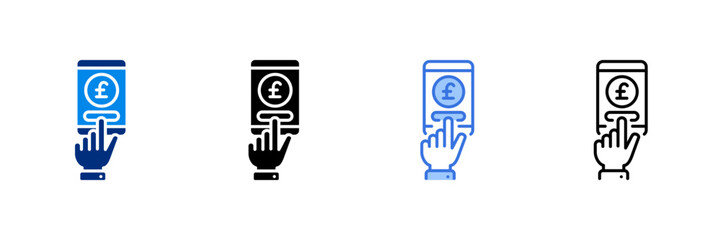 Mobile Payment Icon Set With Different Currencies