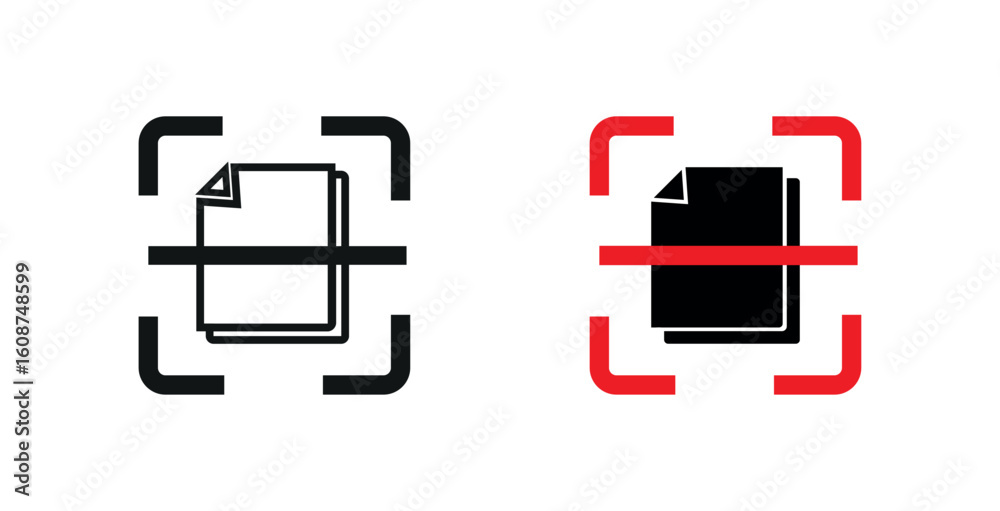Fototapete document scanning process icon. document digitization process icon. paper scanning png and vector il
