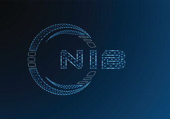 NIB low poly letter logo vector design. NIB lower poly logo design. Low poly logo.