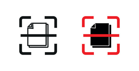 Document scanning process icon. document digitization process icon. paper scanning png and vector illustration on transparent background