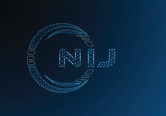 NIJ low poly letter logo vector design. NIJ lower poly logo design. Low poly logo.