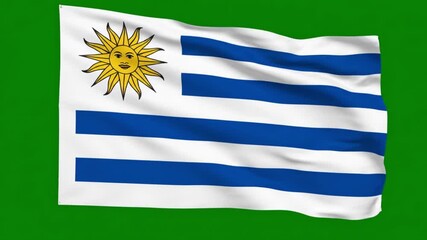 Uruguays national flag waves against a green backdrop - Powered by Adobe