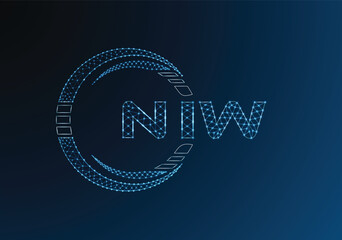 NIW low poly letter logo vector design. NIW lower poly logo design. Low poly logo.