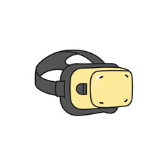 A cartoon-style illustration of a virtual reality headset isolated on a white background.