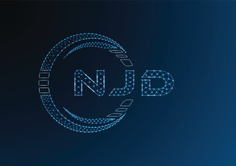 NJD low poly letter logo vector design. NJD lower poly logo design. Low poly logo.