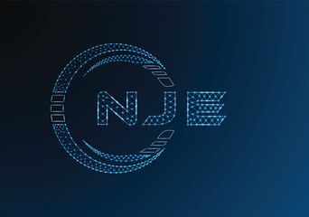 NJE low poly letter logo vector design. NJE lower poly logo design. Low poly logo.