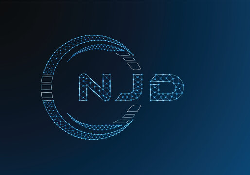 NJD low poly letter logo vector design. NJD lower poly logo design. Low poly logo.