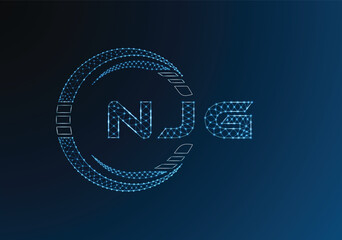 NJG low poly letter logo vector design. NJG lower poly logo design. Low poly logo.