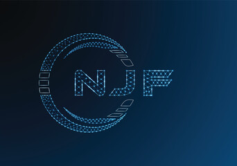 NJF low poly letter logo vector design. NJF lower poly logo design. Low poly logo.