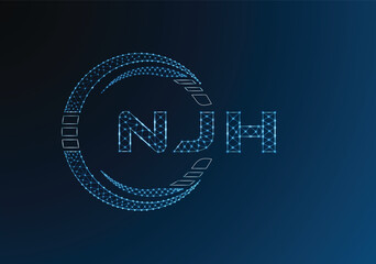 NJH low poly letter logo vector design. NJH lower poly logo design. Low poly logo.