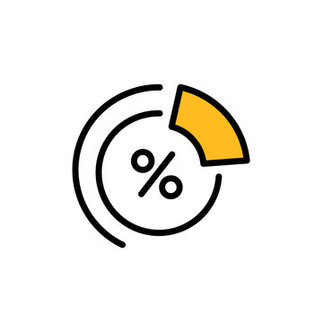 Icon of a percentage chart, showing a portion highlighted in yellow.