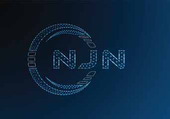 NJN low poly letter logo vector design. NJN lower poly logo design. Low poly logo.