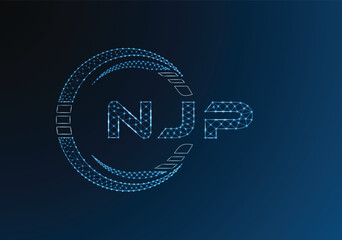 NJP low poly letter logo vector design. NJP lower poly logo design. Low poly logo.