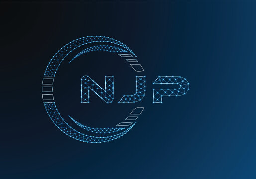 NJP low poly letter logo vector design. NJP lower poly logo design. Low poly logo.