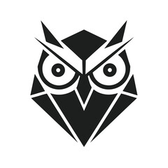 Geometric owl face icon created from clean lines in minimal intelligent branding design