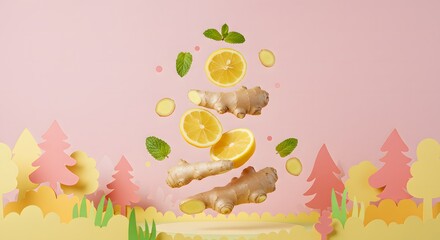 Spring lemon ginger cascade symbolizes a gentle cleanse for the body's system.