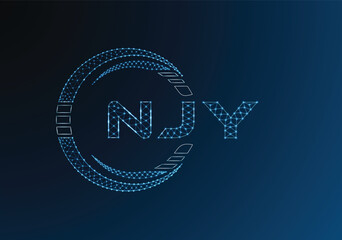 NJY low poly letter logo vector design. NJY lower poly logo design. Low poly logo.