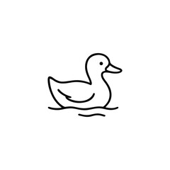 Minimalist Duck Illustration Swimming Peacefully on Water, Depicting Simplicity and Calmness with Clean Black and White Lines