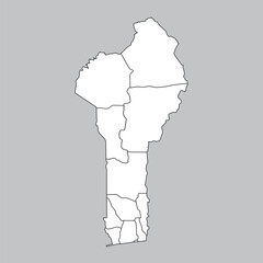 Benin Detailed Map with Departments and Borders (Clear and comprehensive, highlighting internal divisions)