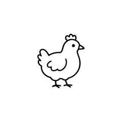 Simple Black and White Chicken Illustration Cute Farm Animal Line Art Style Whimsical Design Minimalist Aesthetic Suitable for Children